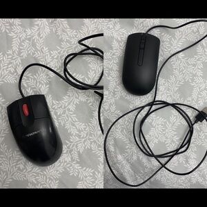 Set of 2 Black Wired Mouse - Lenovo and Dell - USB mouse